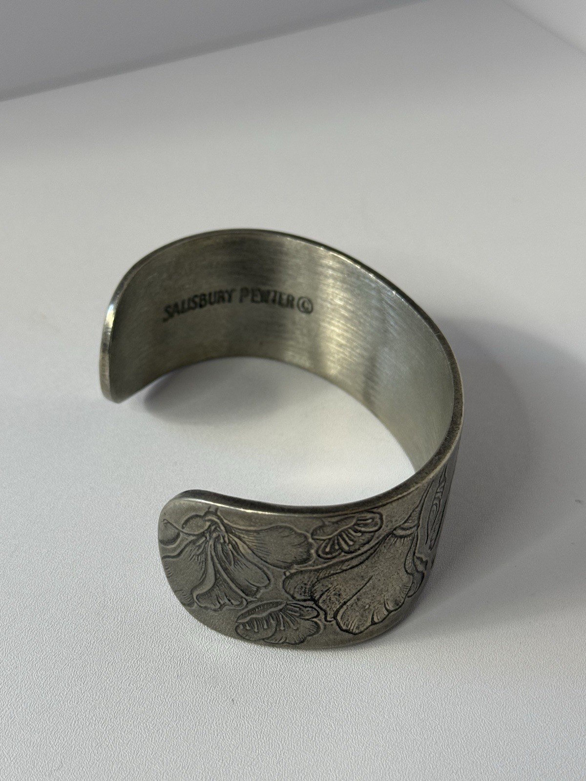 Salisbury Pewter August Poppy Flower Of The Month Wide Cuff Bracelet