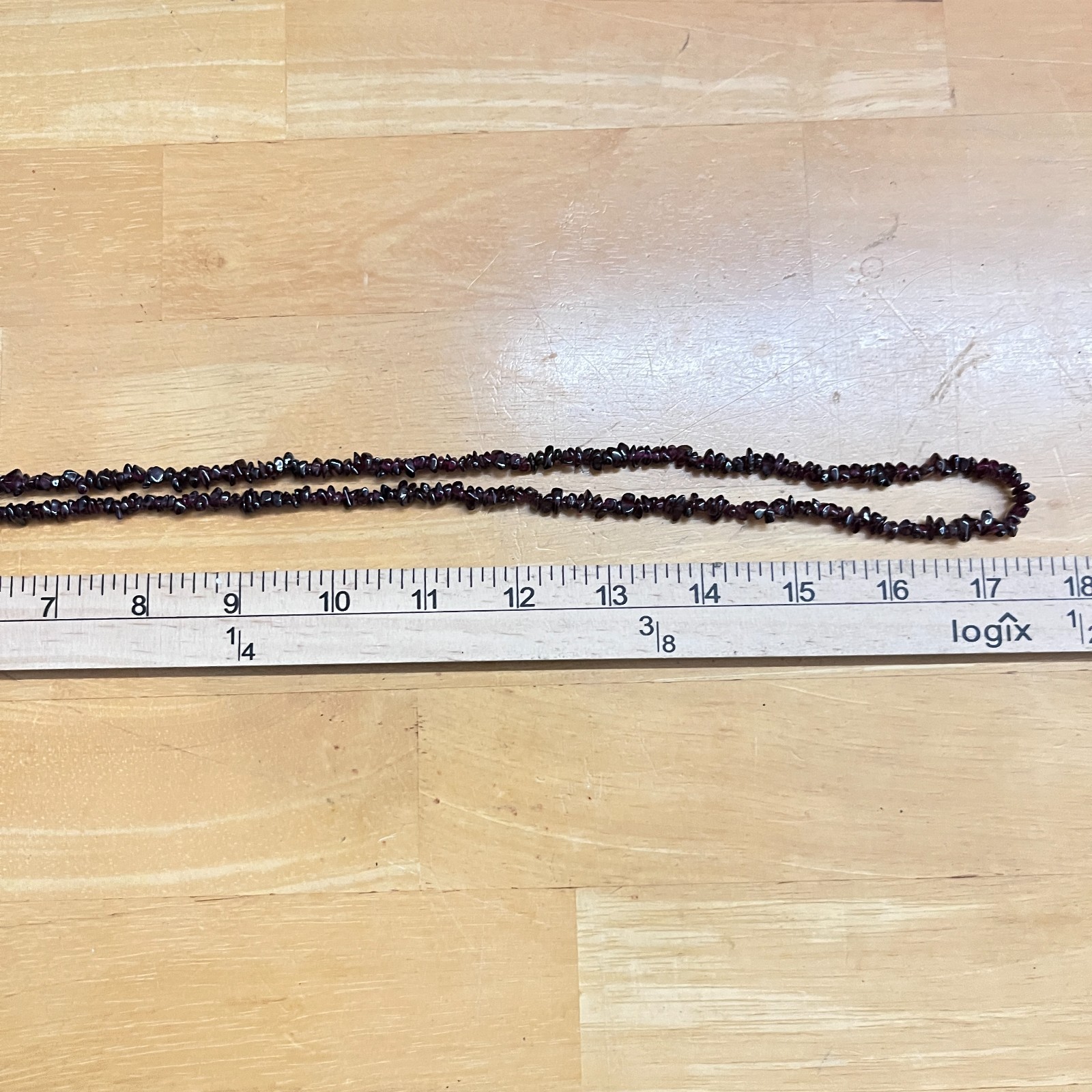 Vintage Natural Garnet Chip Strand Necklace Deep Red Earthy Boho Core 34″