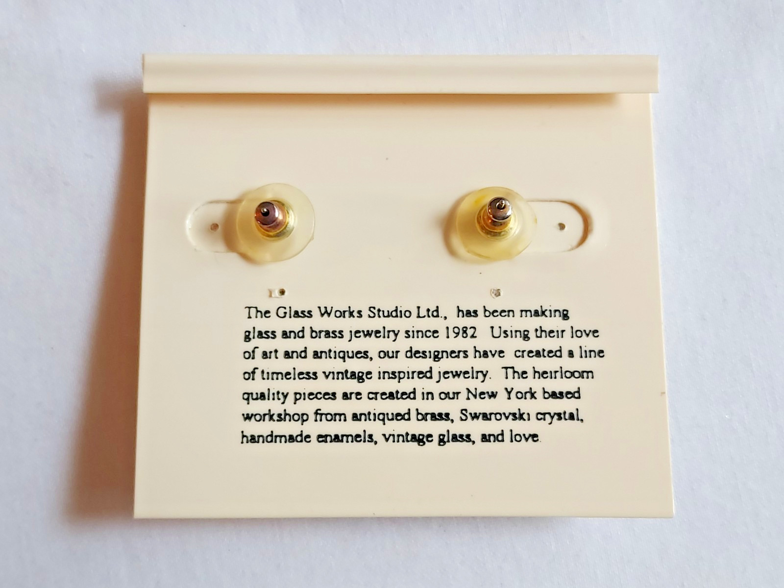 Vintage Glass Works Studio Moonstone Opal Topaz Crystals Pierced Drop Earrings