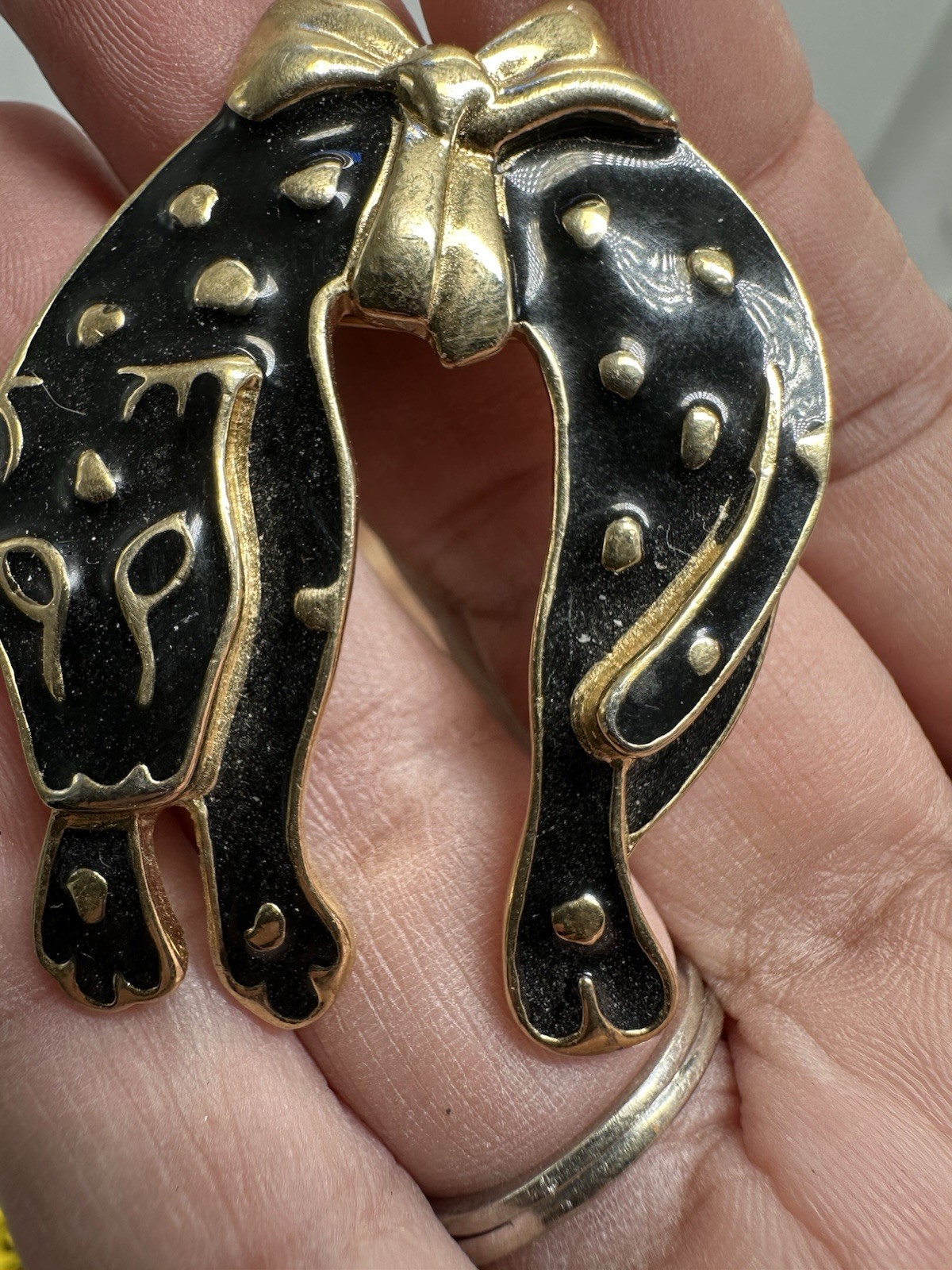 Vintage TRIFARI Enamel Black Panther Cat Feline Lion Brooch Pin Statement Safari
