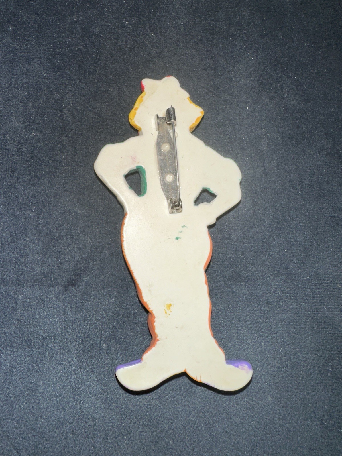 Vintage Deco Carved or Molded Hard Plastic Clown Jewelry Brooch Pin Collectible