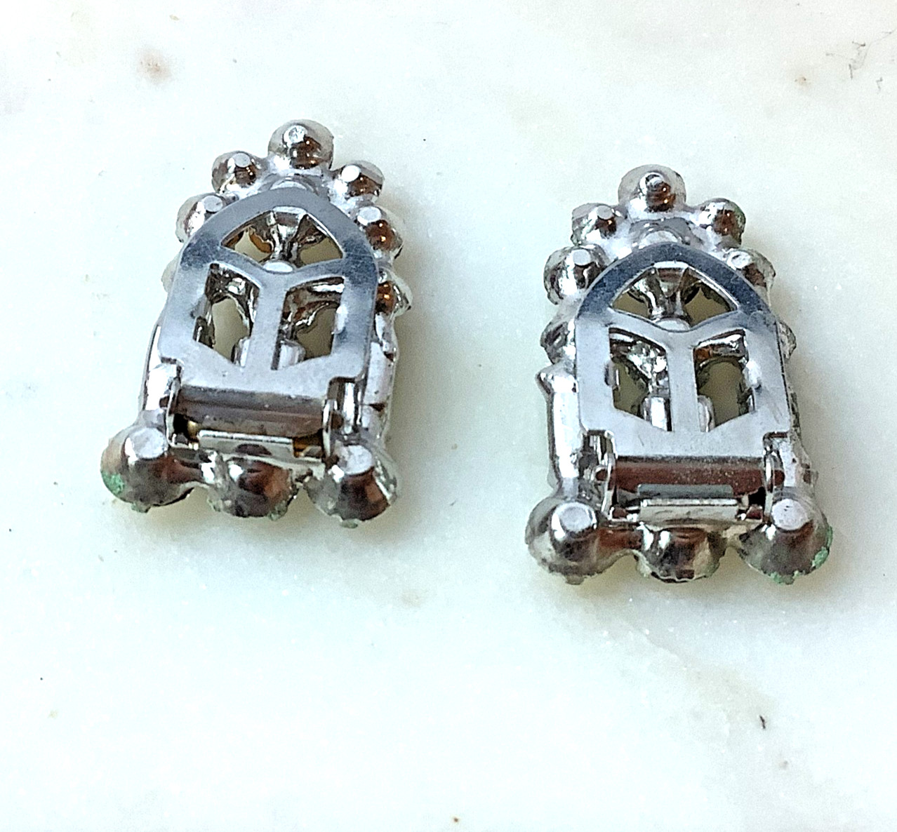 Vintage Rhinestone Duette Pin Art Deco Fur Clip Dress Brooch Prong Set