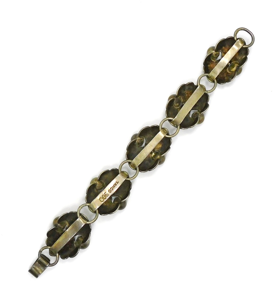 Early Taxco Mexico Fine Silver 980 Artisan Abstract Link Bracelet ~ 44.2 Grams