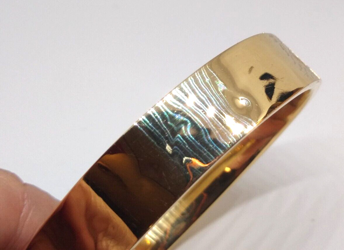 Vintage, Daniel S. Rine, 14K, Yellow Gold, Wide, Hand Engraved, Bangle Bracelet.