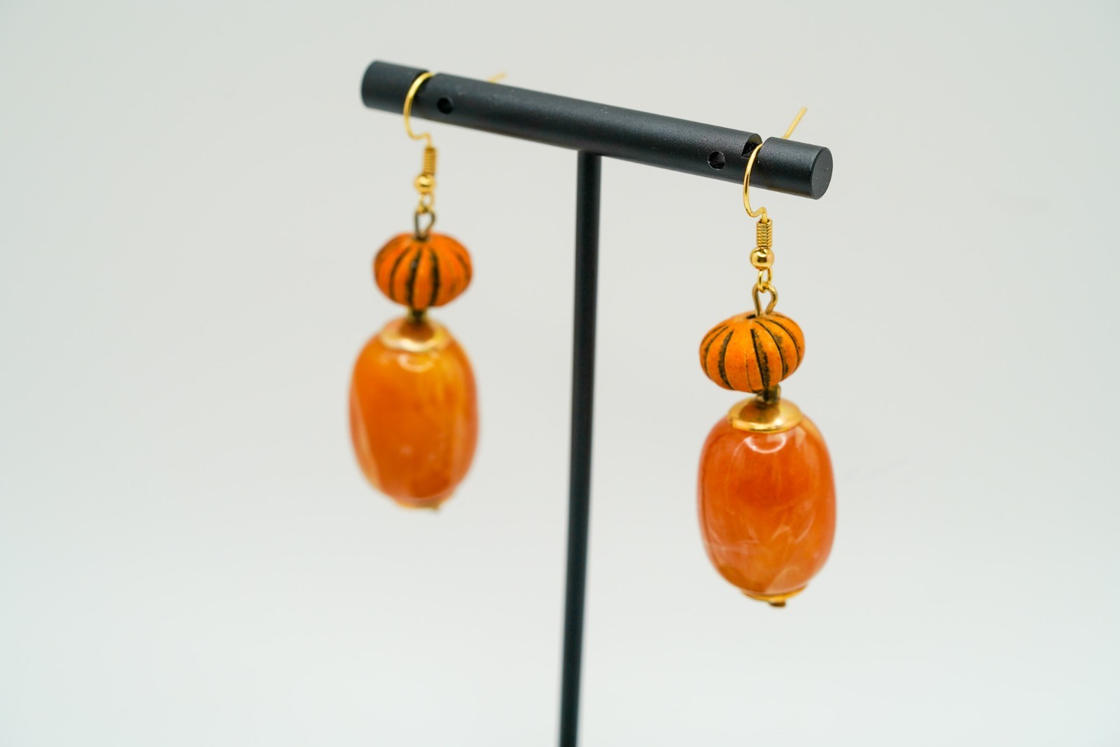 Vintage Faux Amber Dangle Earrings 5.8cm JB45