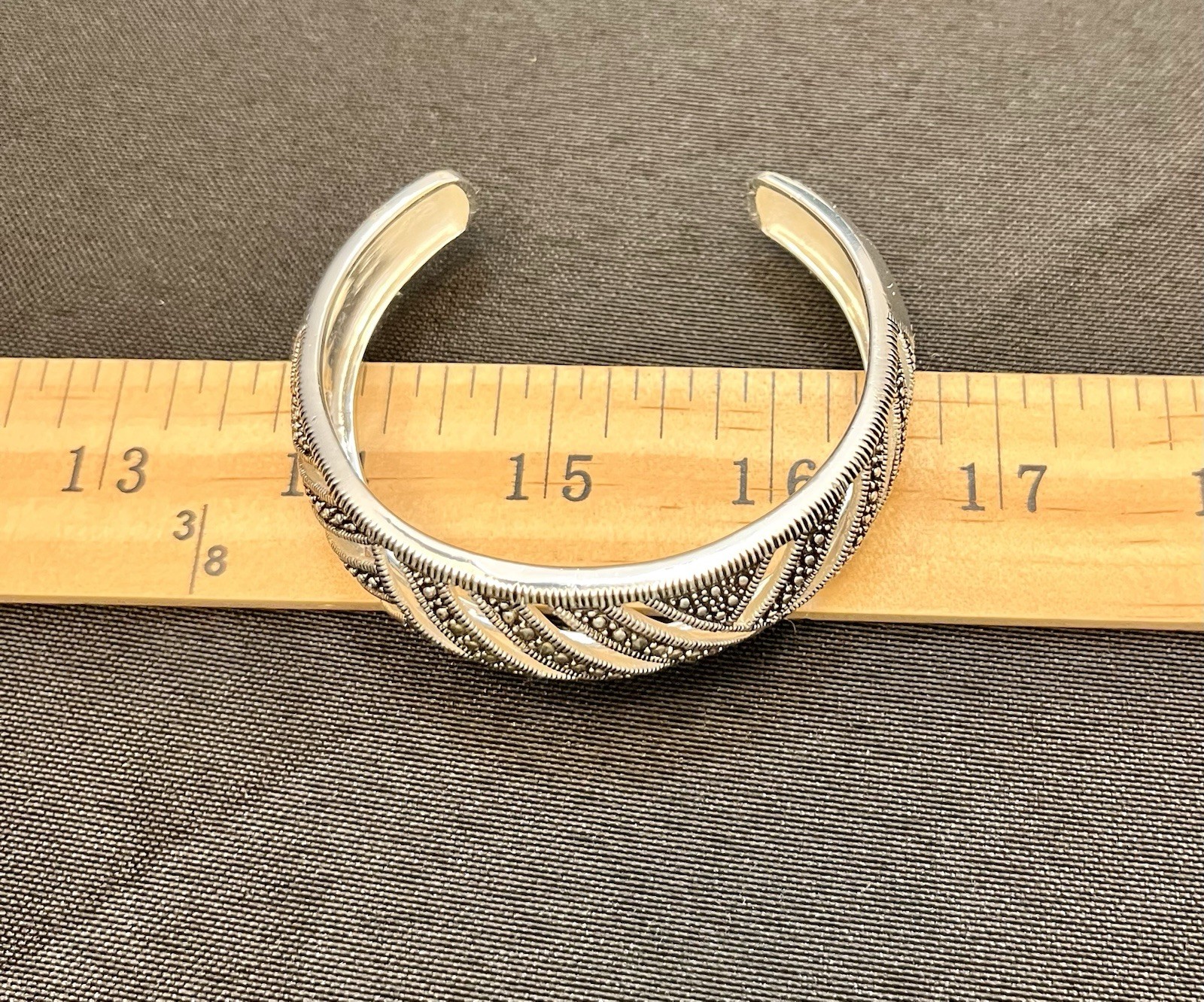 Marsala Marcasite Bracelet Silver Color Art Deco Geometric New In Box Cuff