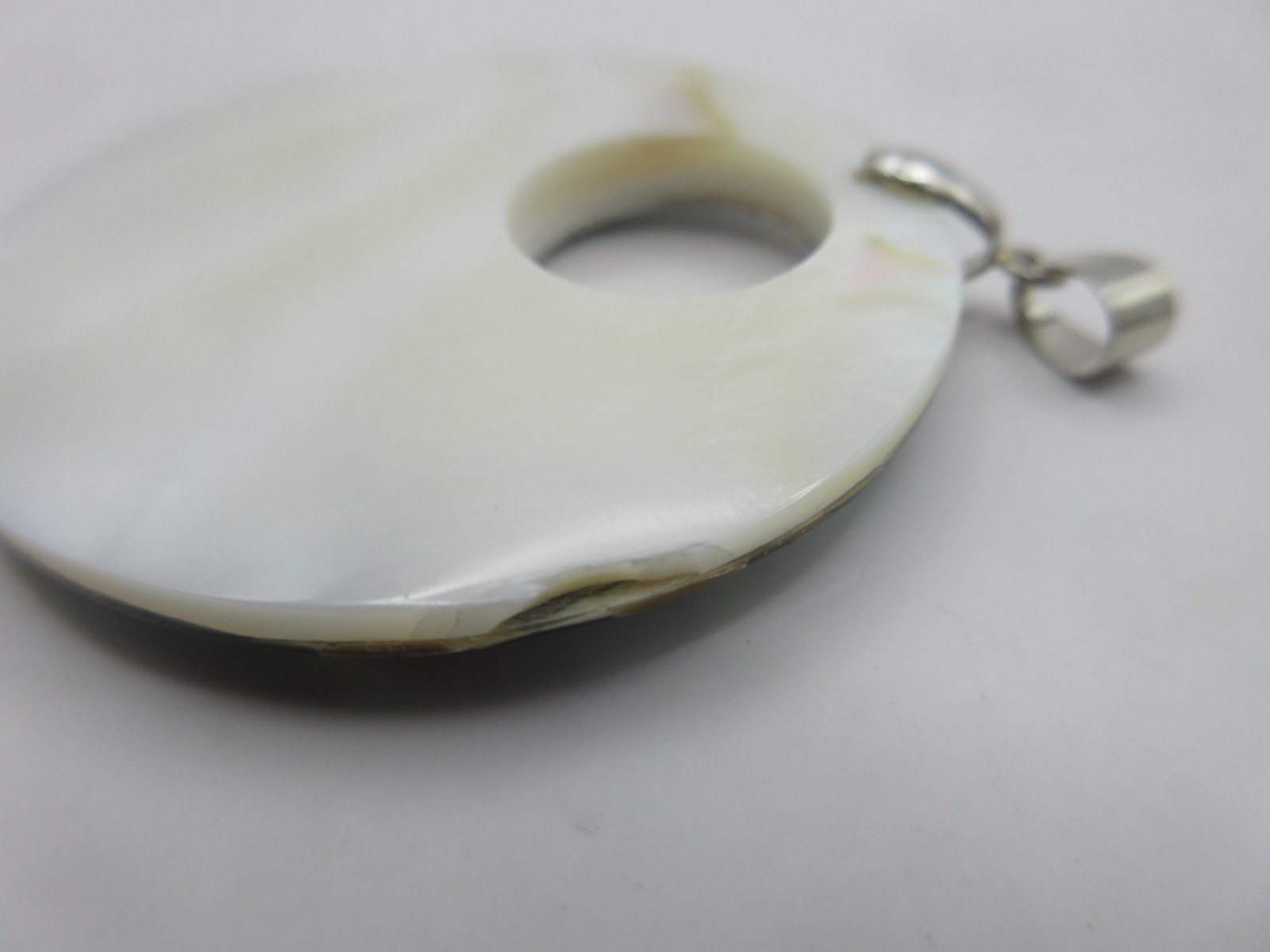 Lot of 2 Artisan Vintage Pendant Necklace MOP Mother of Pearl Abalone Sea Shell