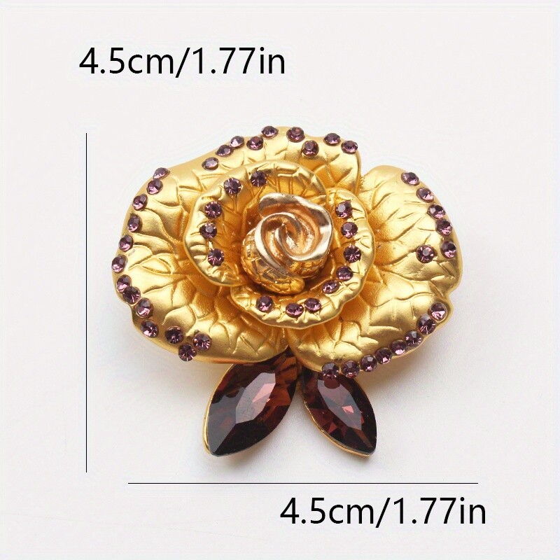 Fashionable Vintage Sophisticated Elegant Enamel Rose Brooch Jewelry Gift