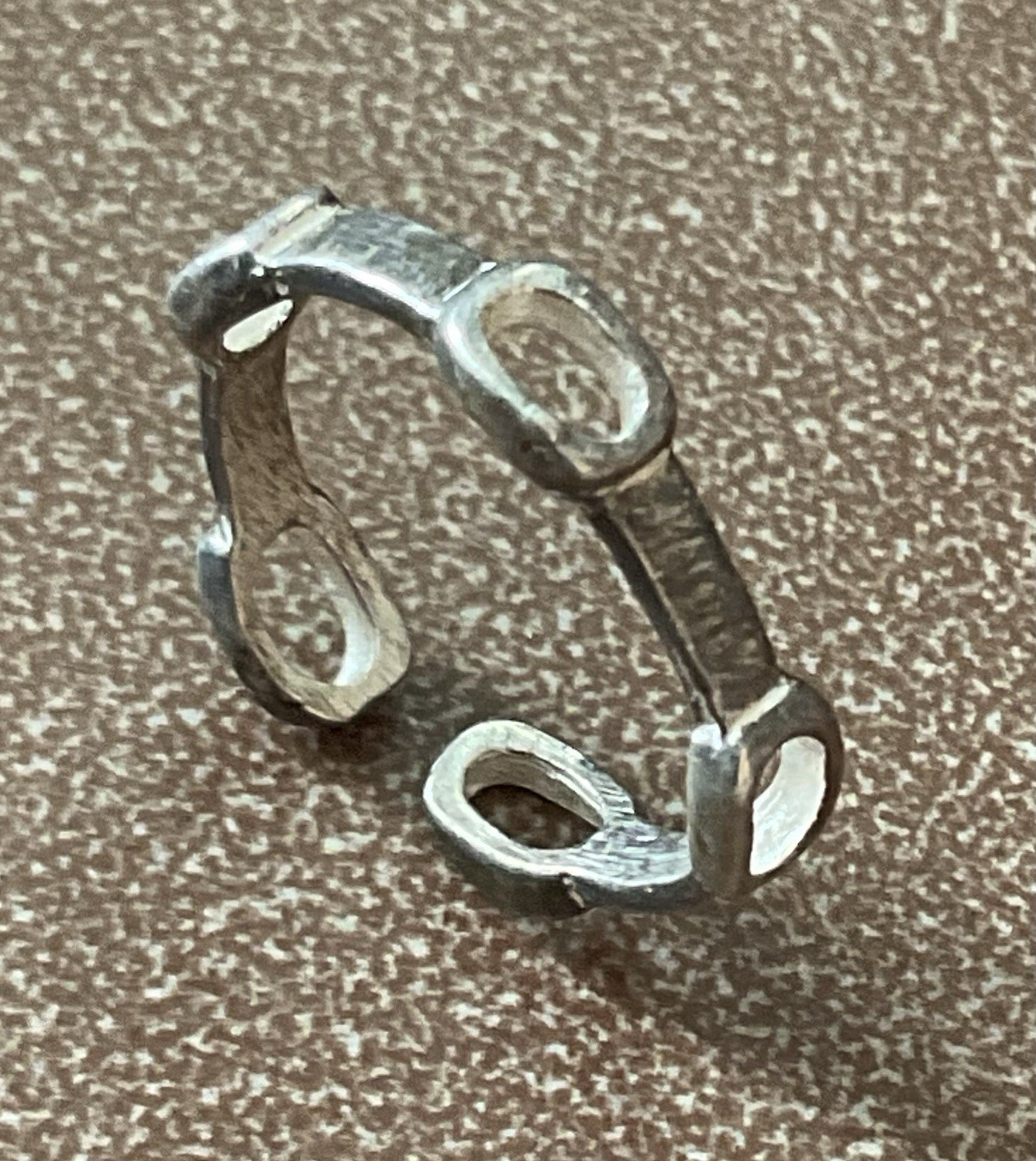 Vtg 925 Sterling Silver Ring Open Chain Link Industrial Modernist Sz 3.5 – 4.25