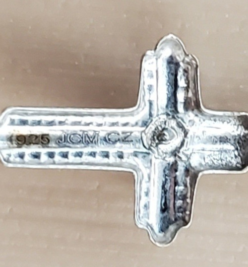 VTG 925 CZ Cross 16in Dainty Necklace 925 Sterling Silver 6.6gtw Tiny Signed JCM