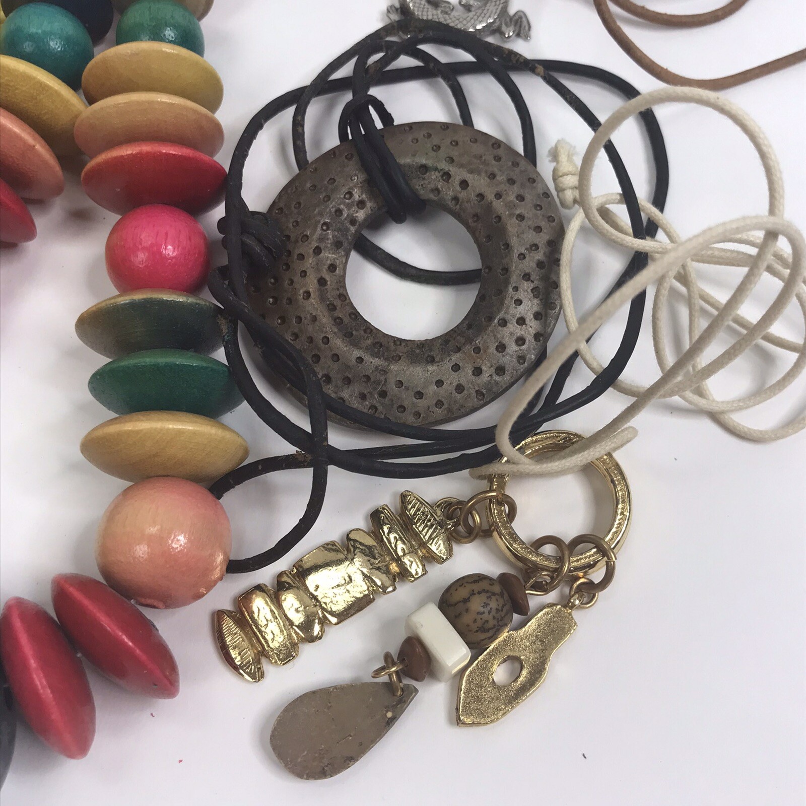 Vintage Lot Tribal Boho Jewelry wood beads metal mod boho statement 1 lb