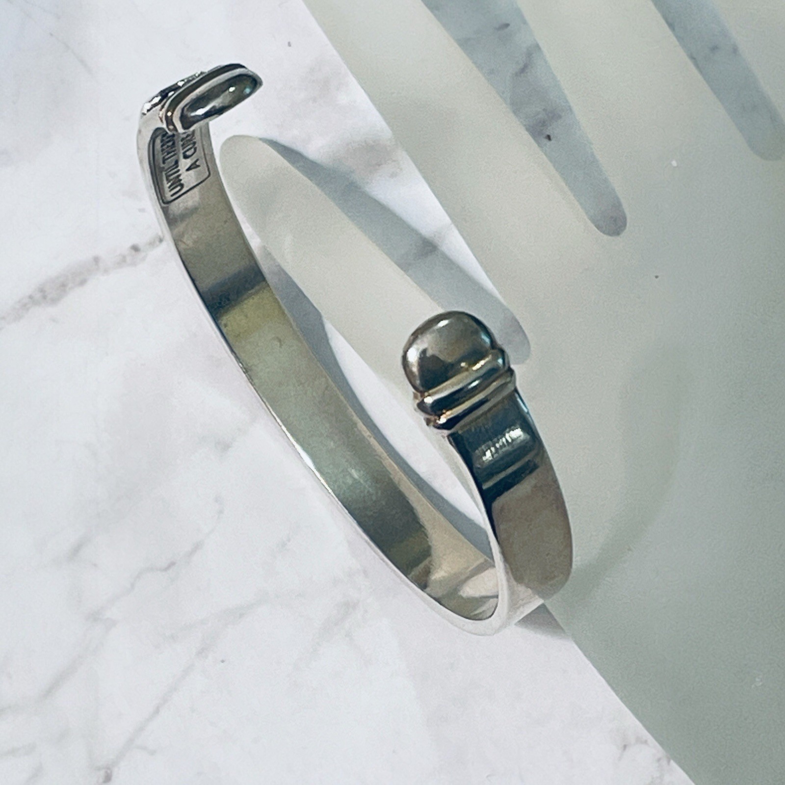 Cuff Bracelet “Until There’s a Cure” Breast Awareness Silverplated Made in Italy