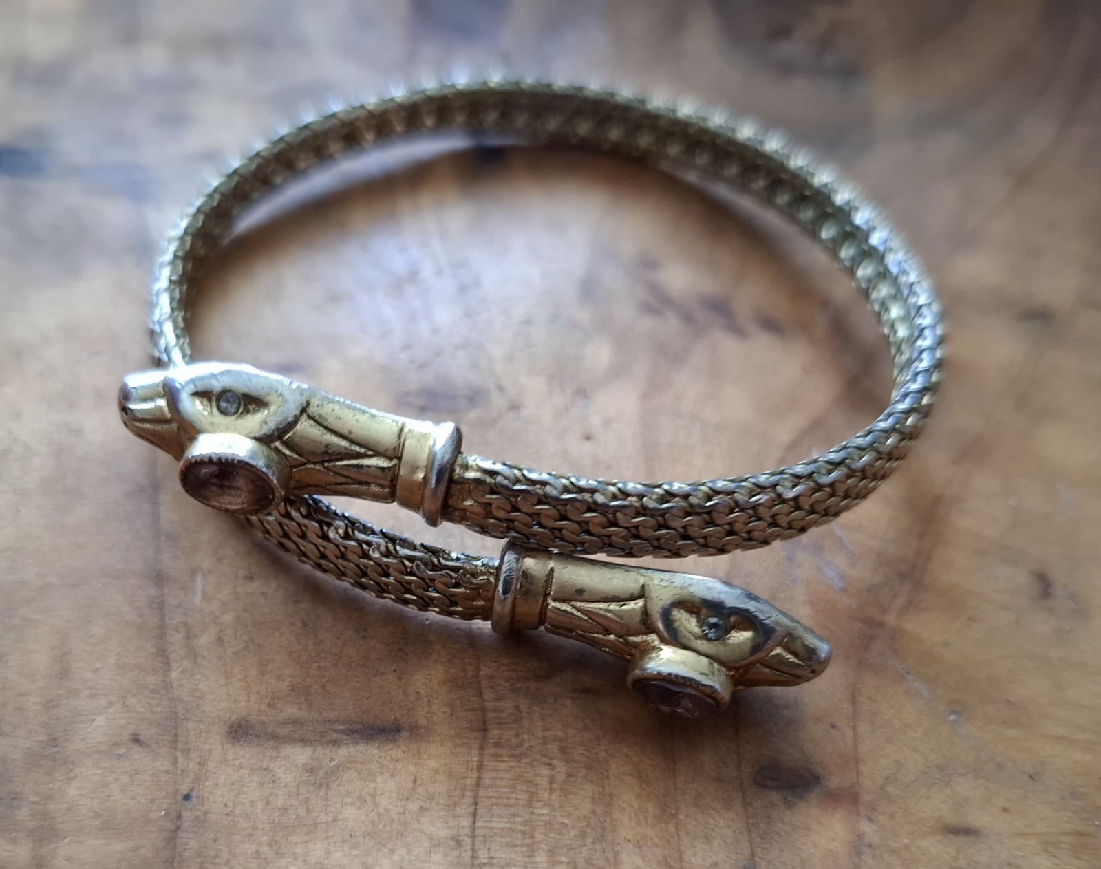 Vtg Victorian Style Gold Plate Jeweled Serpent Snake Wrap Bracelet Stella Dot !