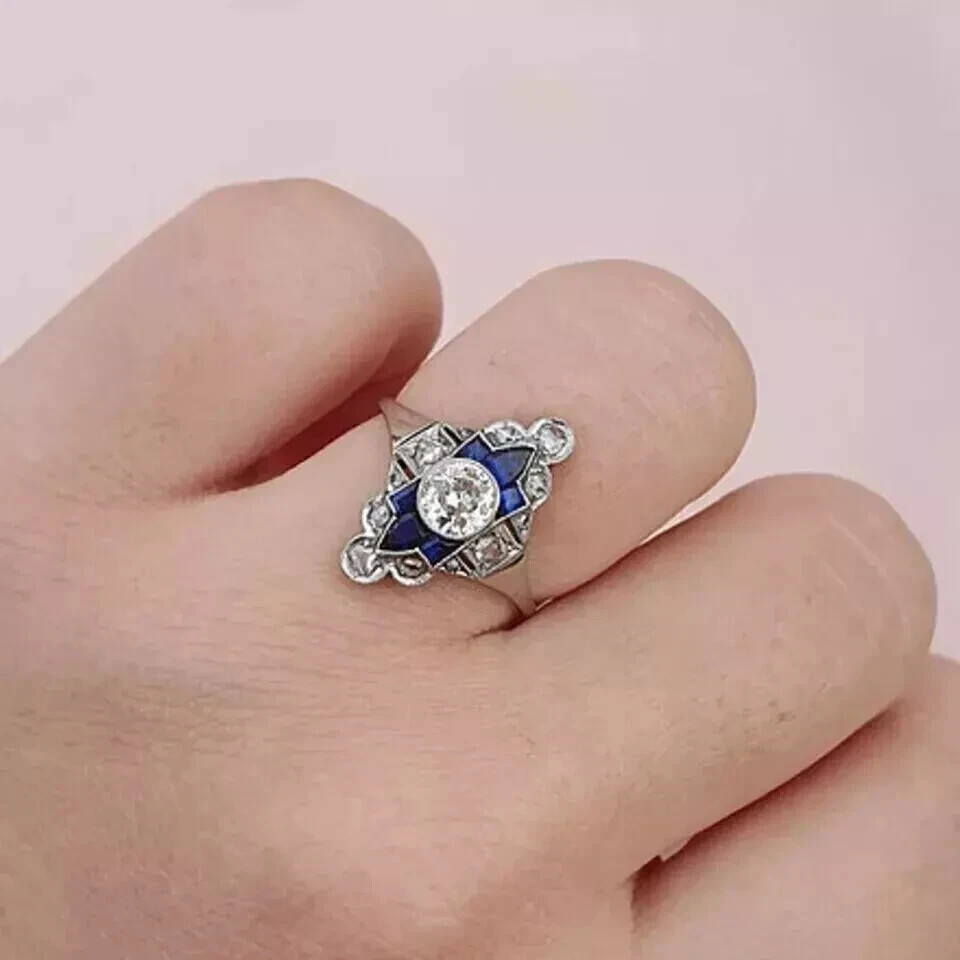 3 Ct Art Deco Style Lab – Created Diamond 14k White Gold Finish Wedding Ring