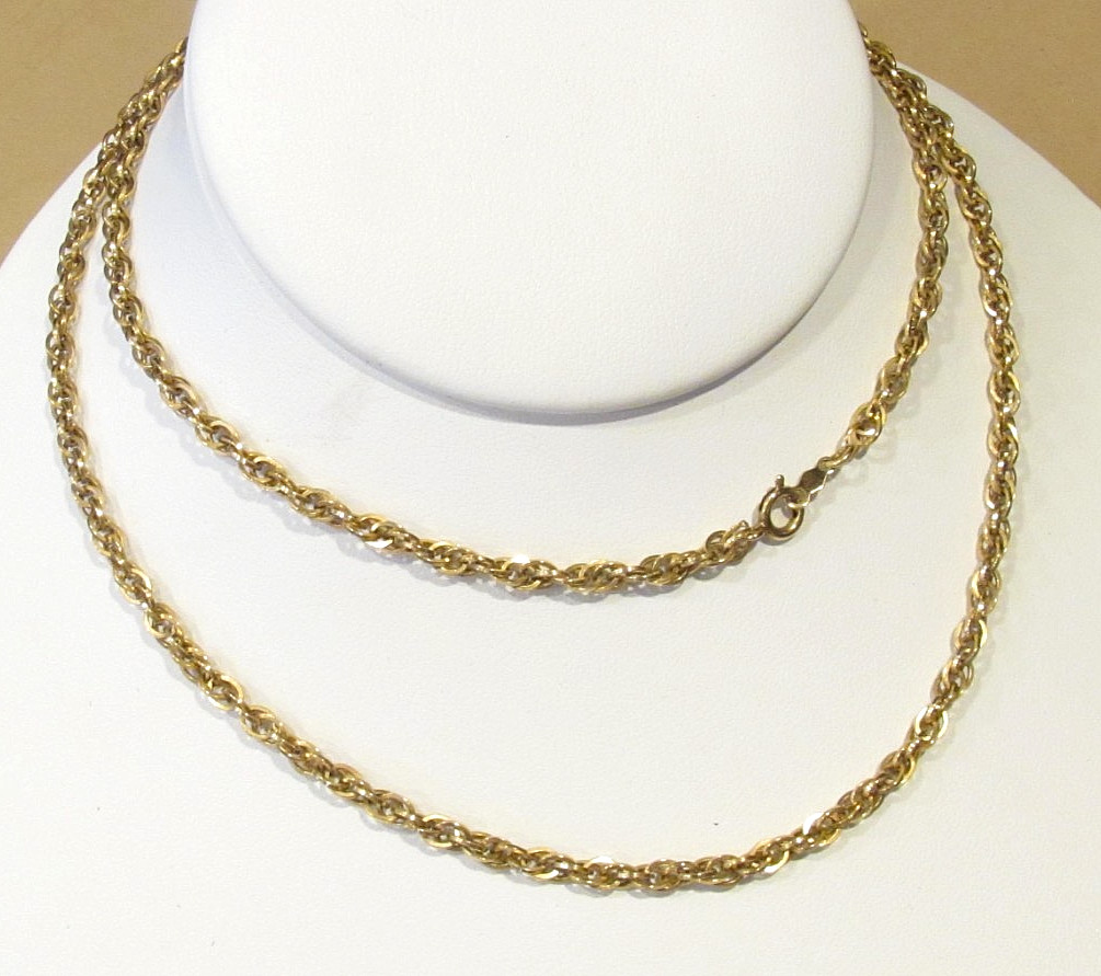STUNNING! VTG 27.5” 12K GF Attleboro Co. (ACO) Chain Link Necklace 12.83g~3.5mm