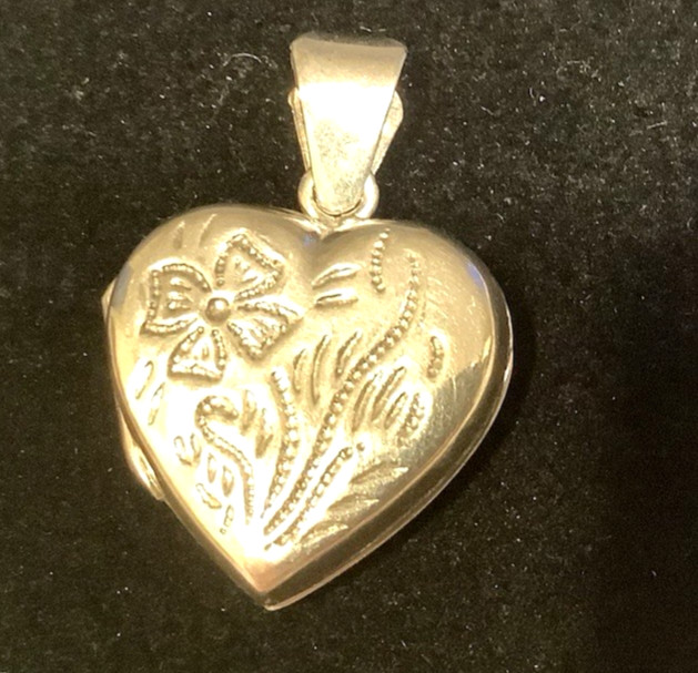 925 Sterling Silver LOCKET w/ Bail Vintage Engraved made ITALY