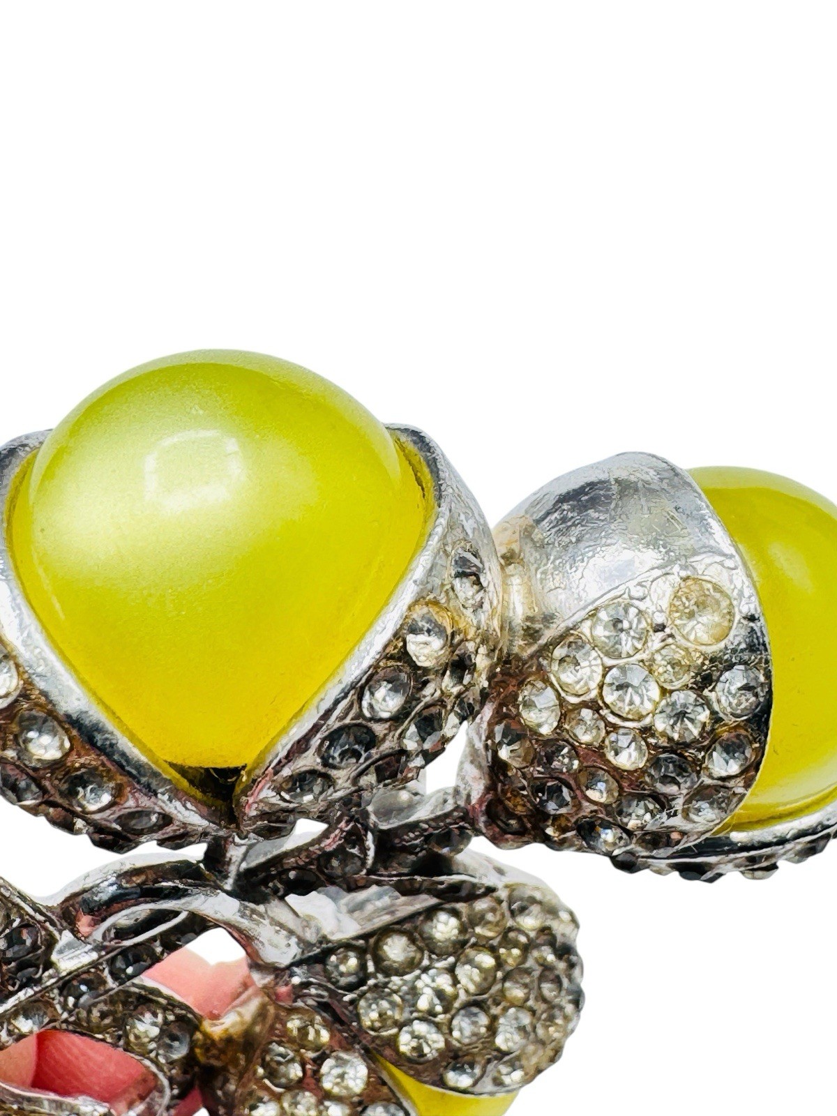 Vintage Coro? Yellow Moonglow Rhinestone Flower Brooch c1940s