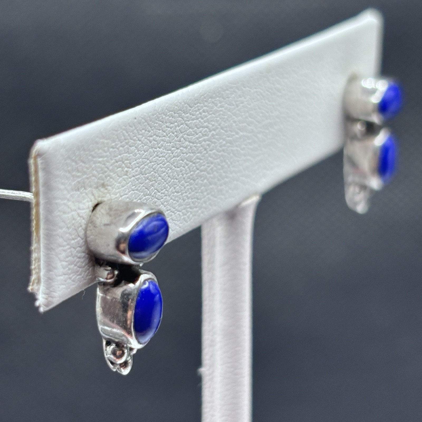Cobalt Blue Lapis Lazuli Sterling Silver Pierced Earrings, Albuquerque, New Mex.