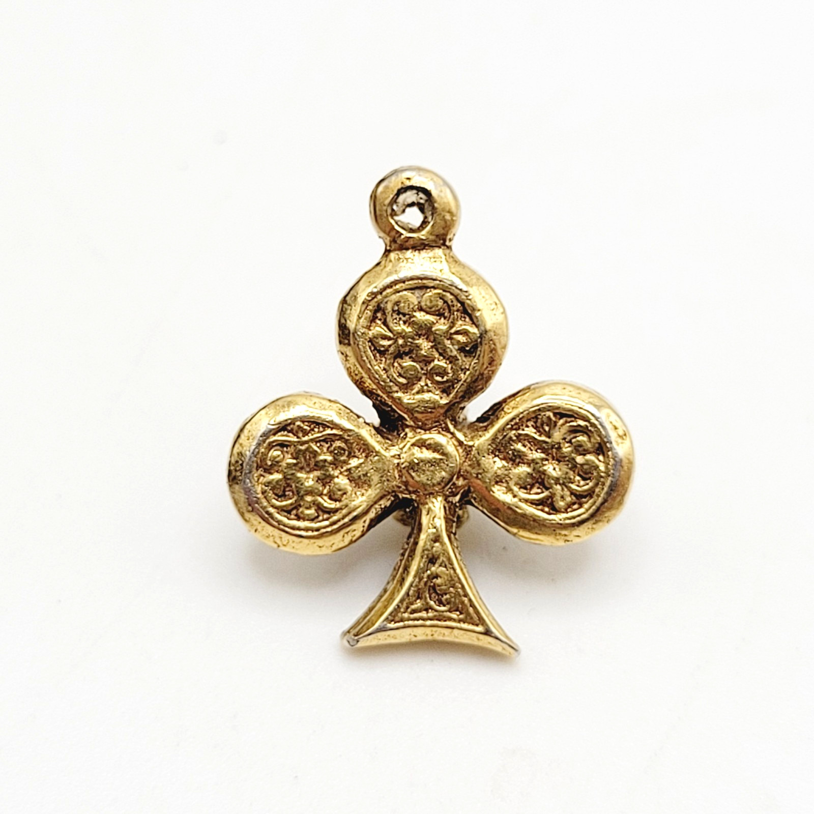 Clover Trefoil Shape Baroque Revival Vintage Gold Tone Faux Pearl Charm Pendant