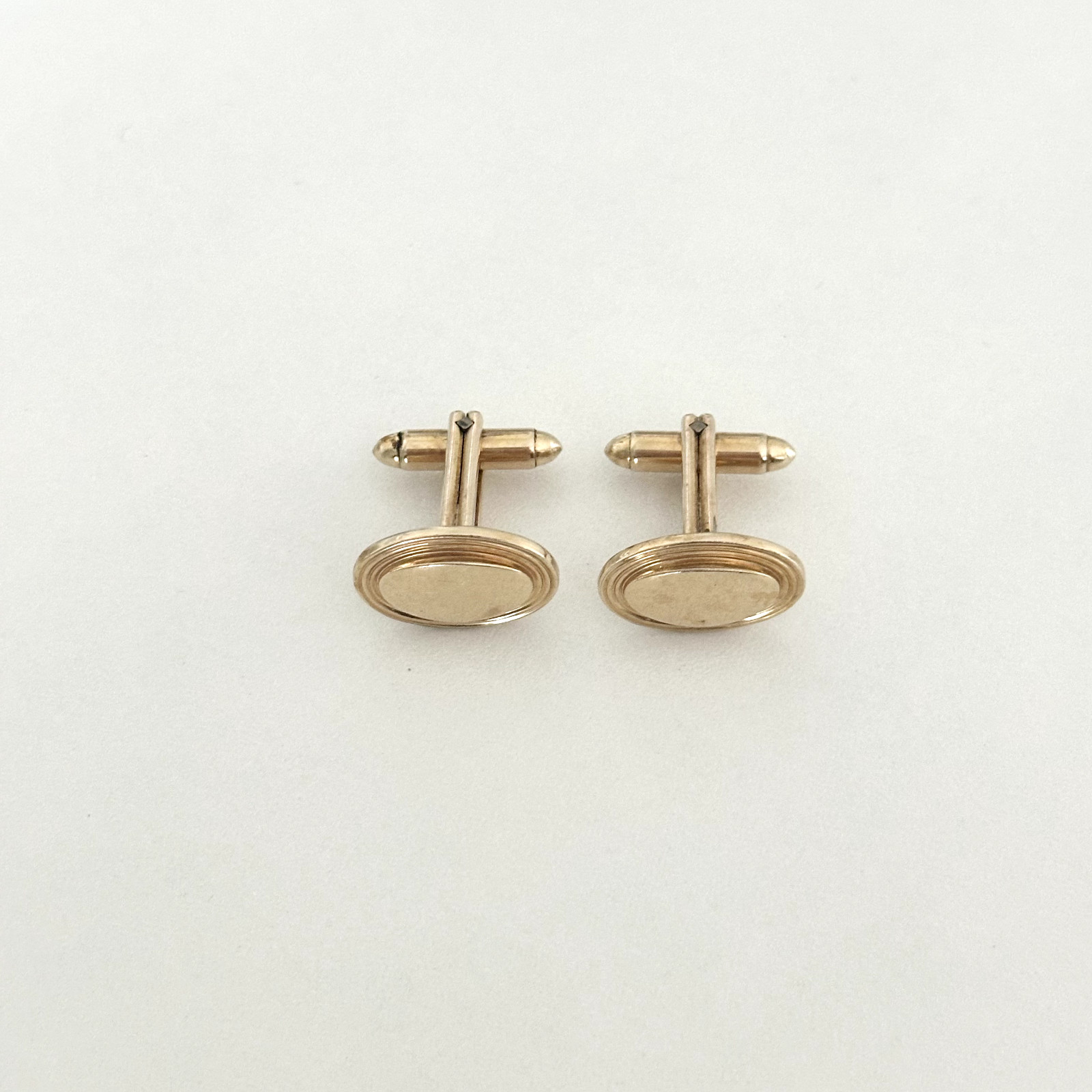 Vintage Hadley USA 12K Yellow Gold Filled Oval Bullet Back Cufflinks