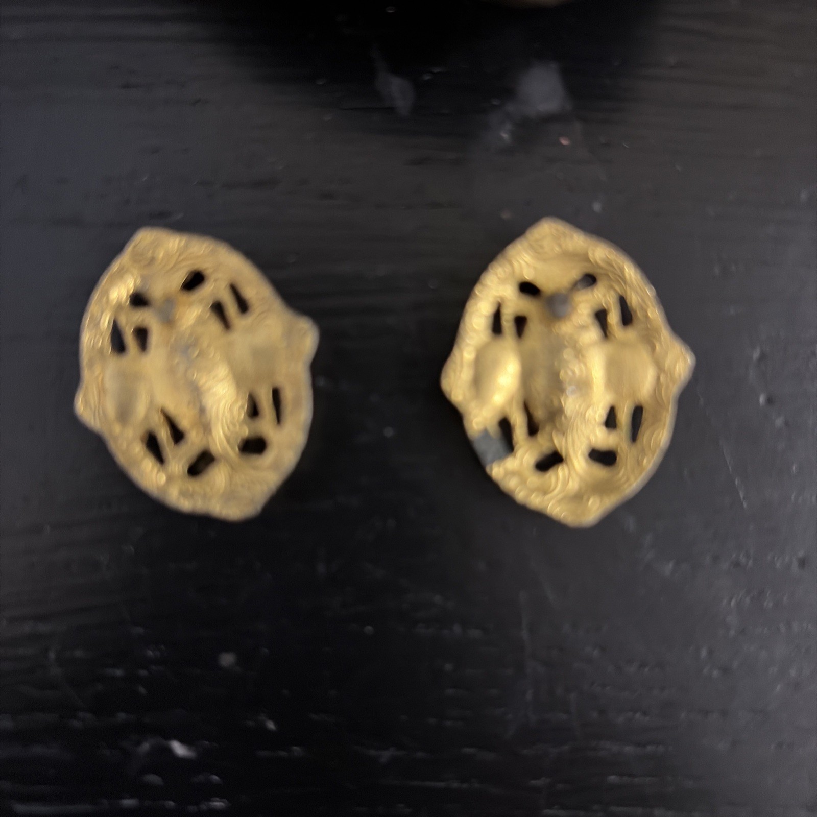1928 Brand Pretty Filigree Pierced Earrings with Sky Blue Accents-Vintage