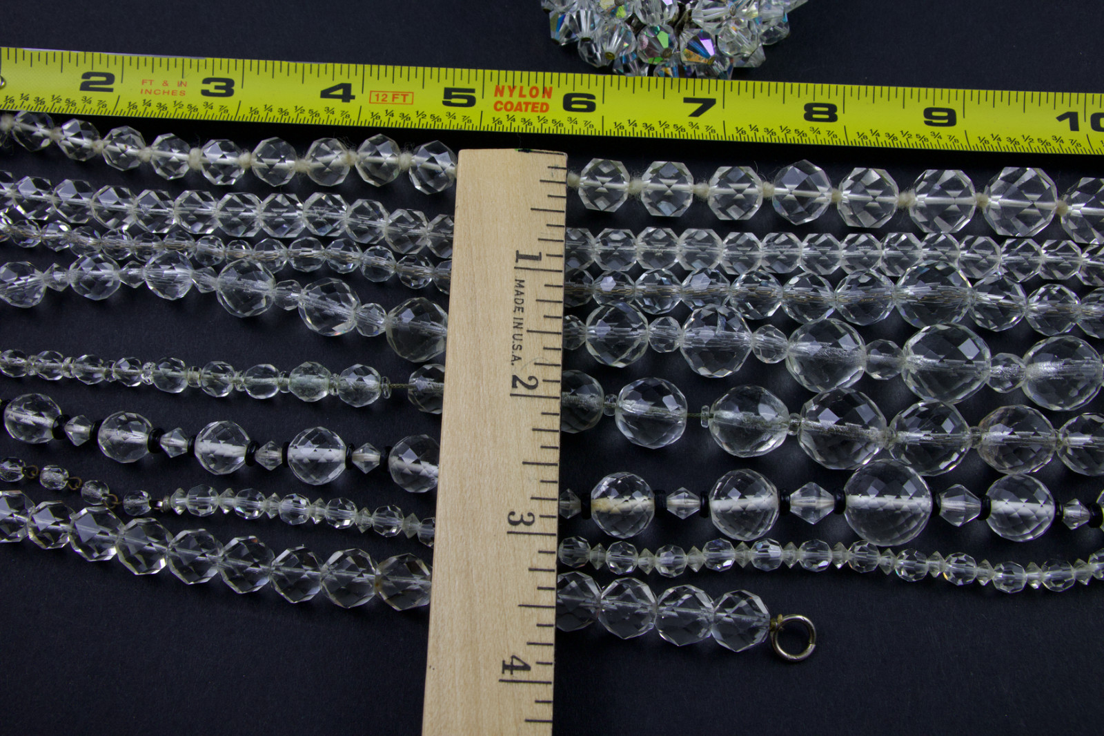 10 Vintage Wearable Faceted Rock Crystal & AB Jewelry Mix Lot Necklace Bracelet