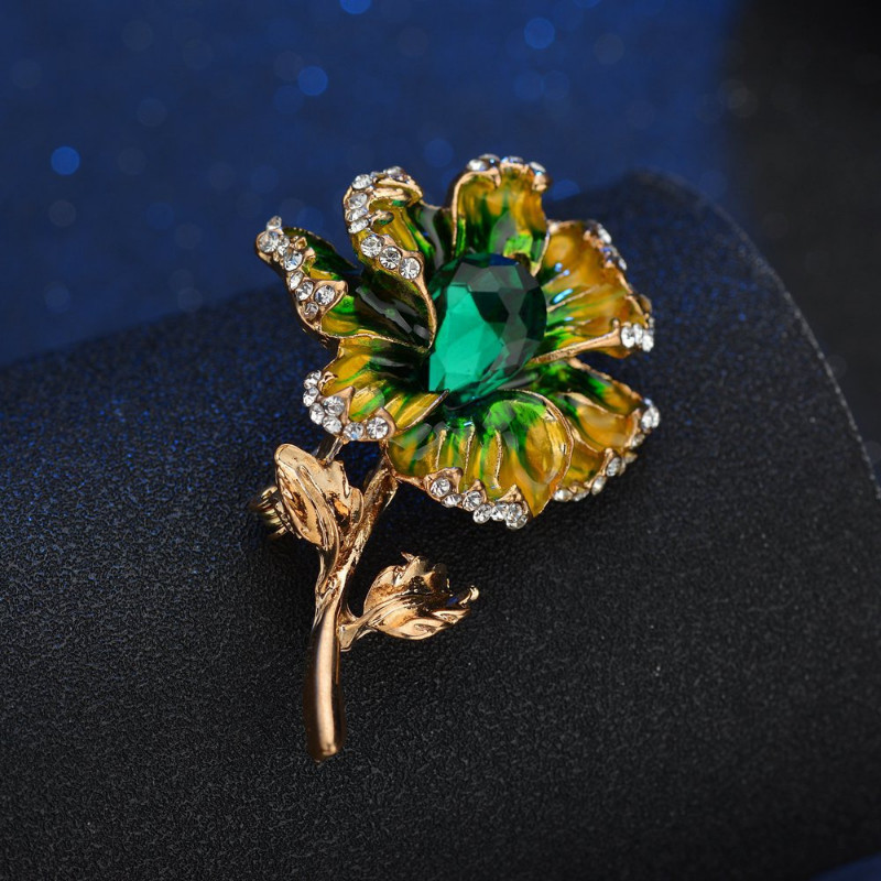 Elegant Colorful Enamel Flower Brooch Vintage Brooch Pin Antique Jewelry Gift
