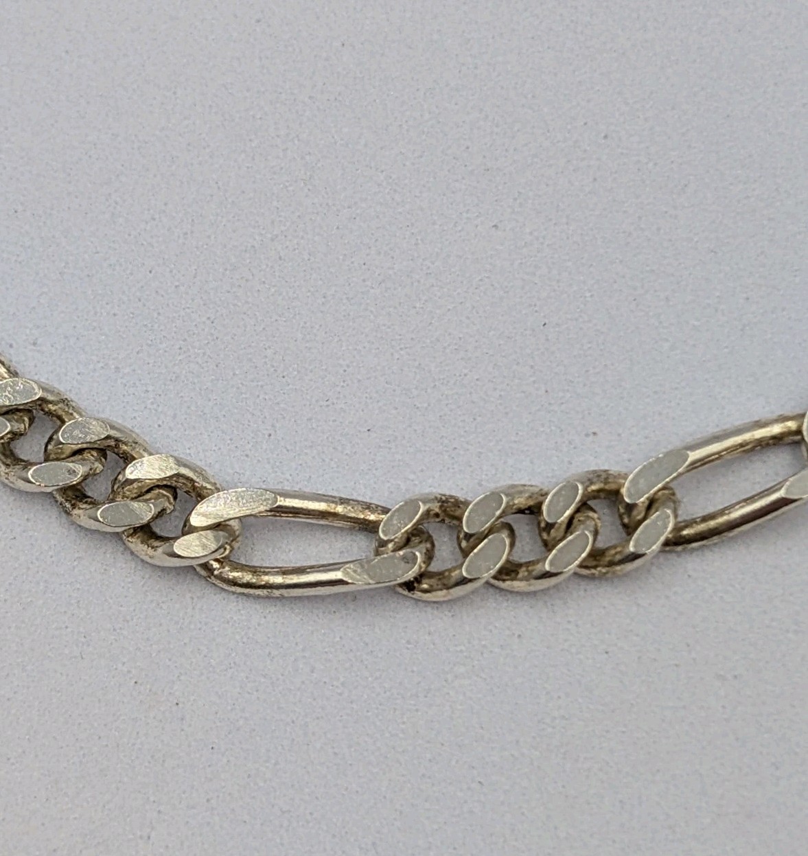 Signed Vtg Sterling Silver 4.3mm Figaro Italian Chain Unisex 925 Bracelet 7 7/8″