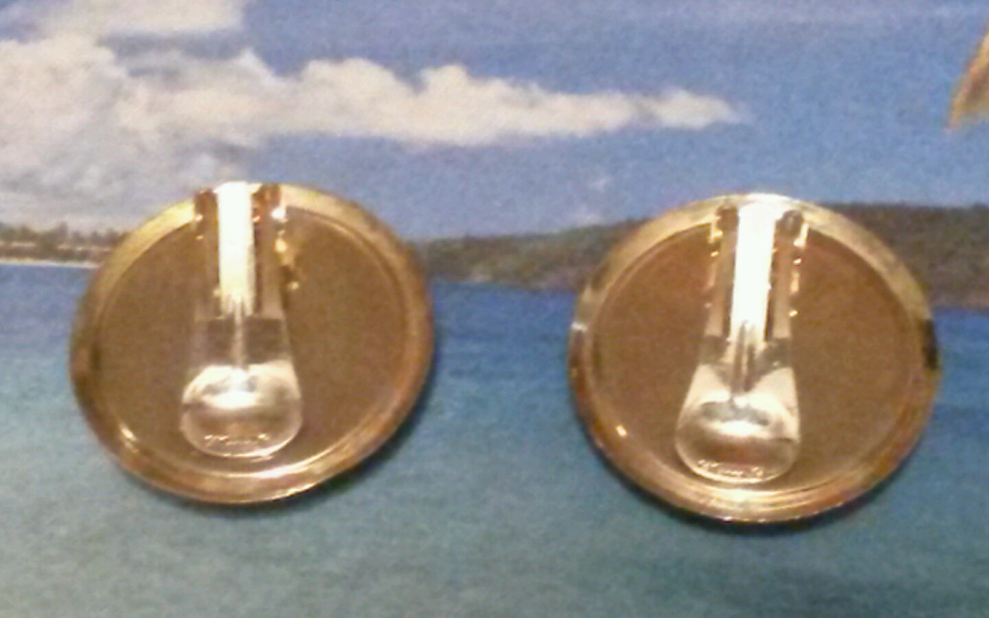 Vintage Cobalt Blue/Purple Foil Cabochon Brooch and Earring Set – Gold Tone