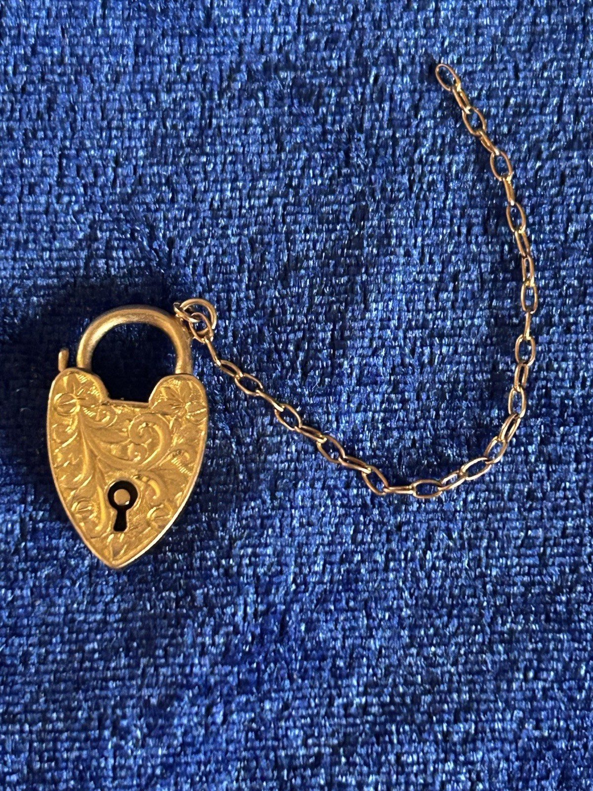 Vintage Circa30s 9ct Solid Gold Padlock Pendant or Charm With Floral Scrolls Old