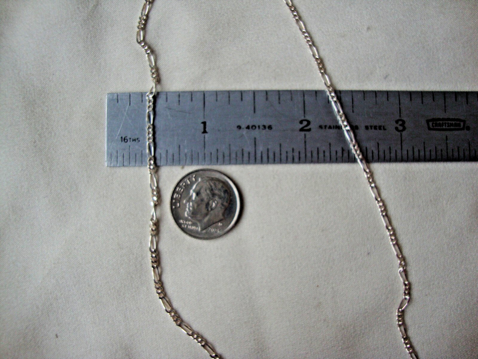 VINTAGE FINE ITALIAN SILVER 1.0 MM FIGARO CHAIN 16″ STERLING SILVER STAMP 925