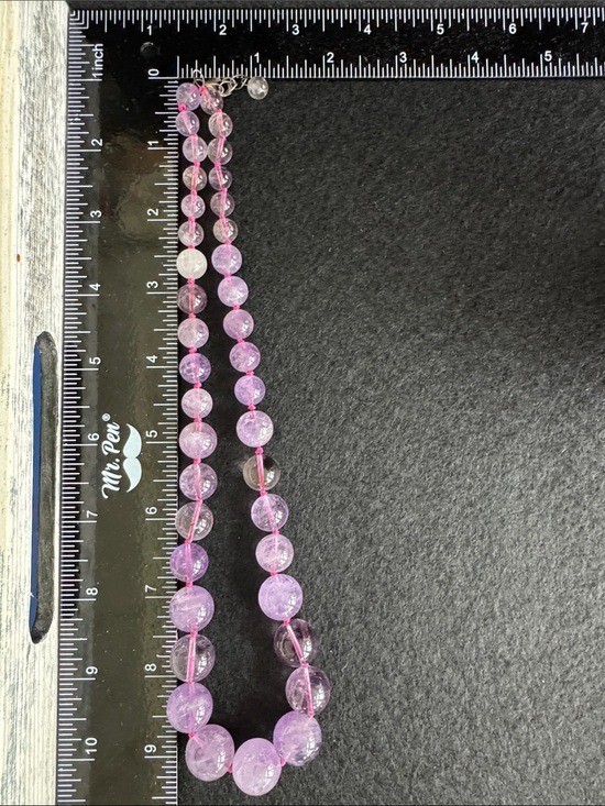 VTG Genuine Lavender Amethyst Graduated Bead Necklace 17-18″