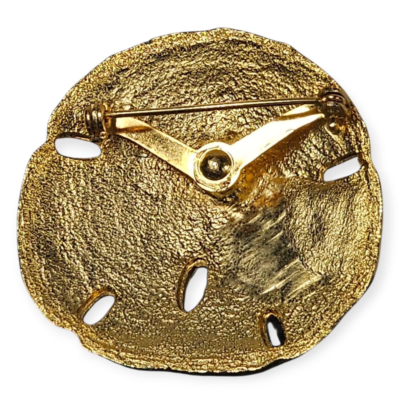 Gold-Tone Sand Dollar Brooch Pin Nautical Beach Jewelry, Coastal Ocean VTG