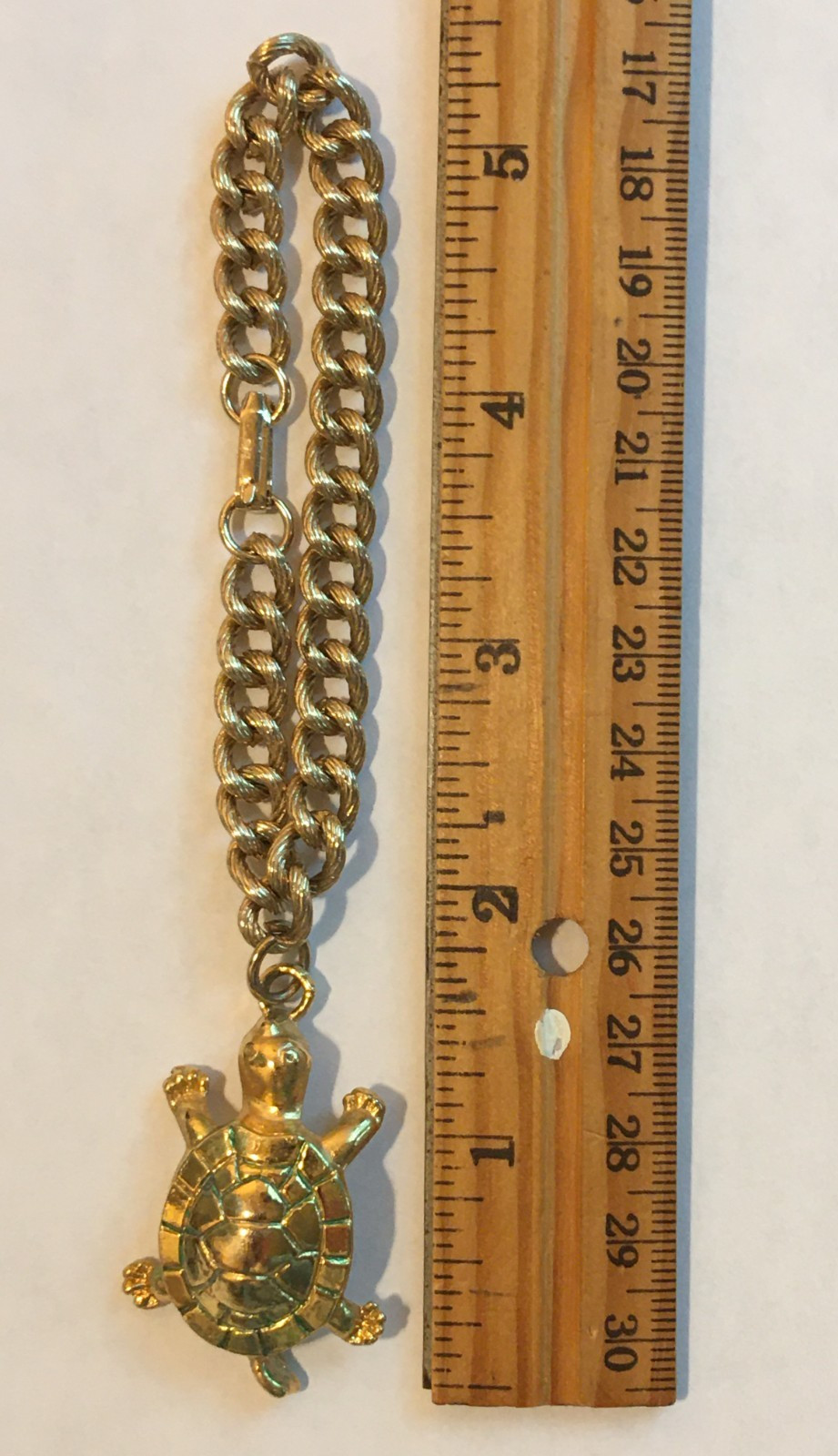 VINTAGE CHUNKY 3D FIGURAL GOLD TURTLE CHARM BRACELET – POSSIBLY LILLY PULITZER?