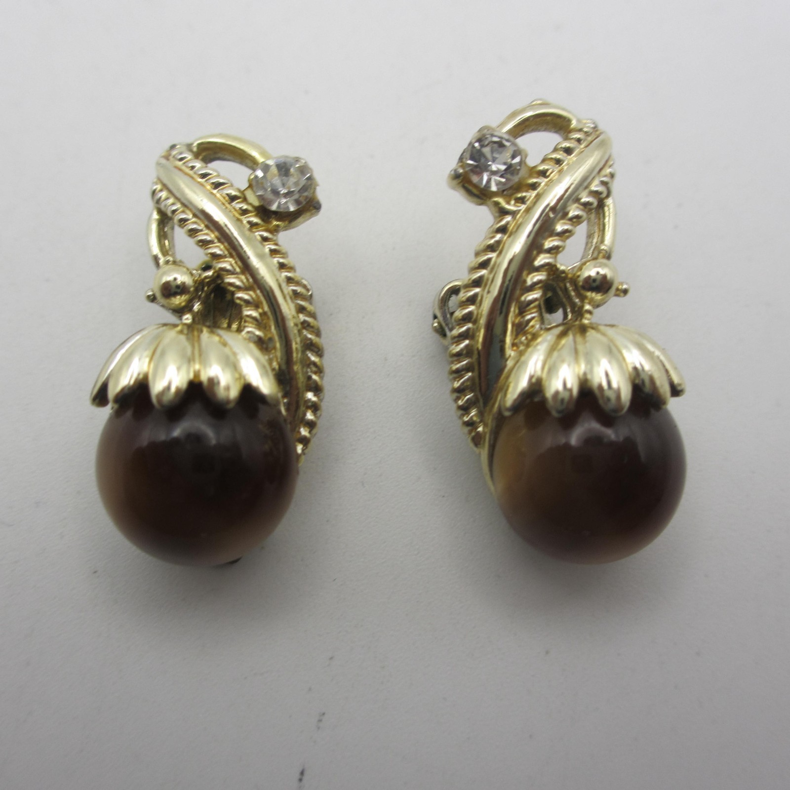 Vintage Moonglow Bracelet Earrings Set Fall Colors Gold Tone