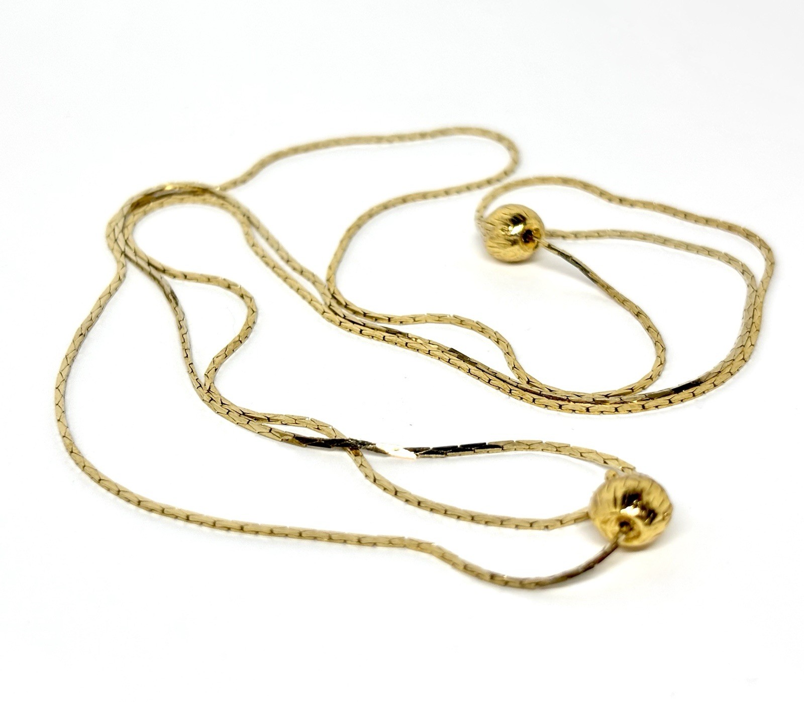 Vintage Gold Tone Sliding Chains Adjustable Style 30” New Old Stock with Manual