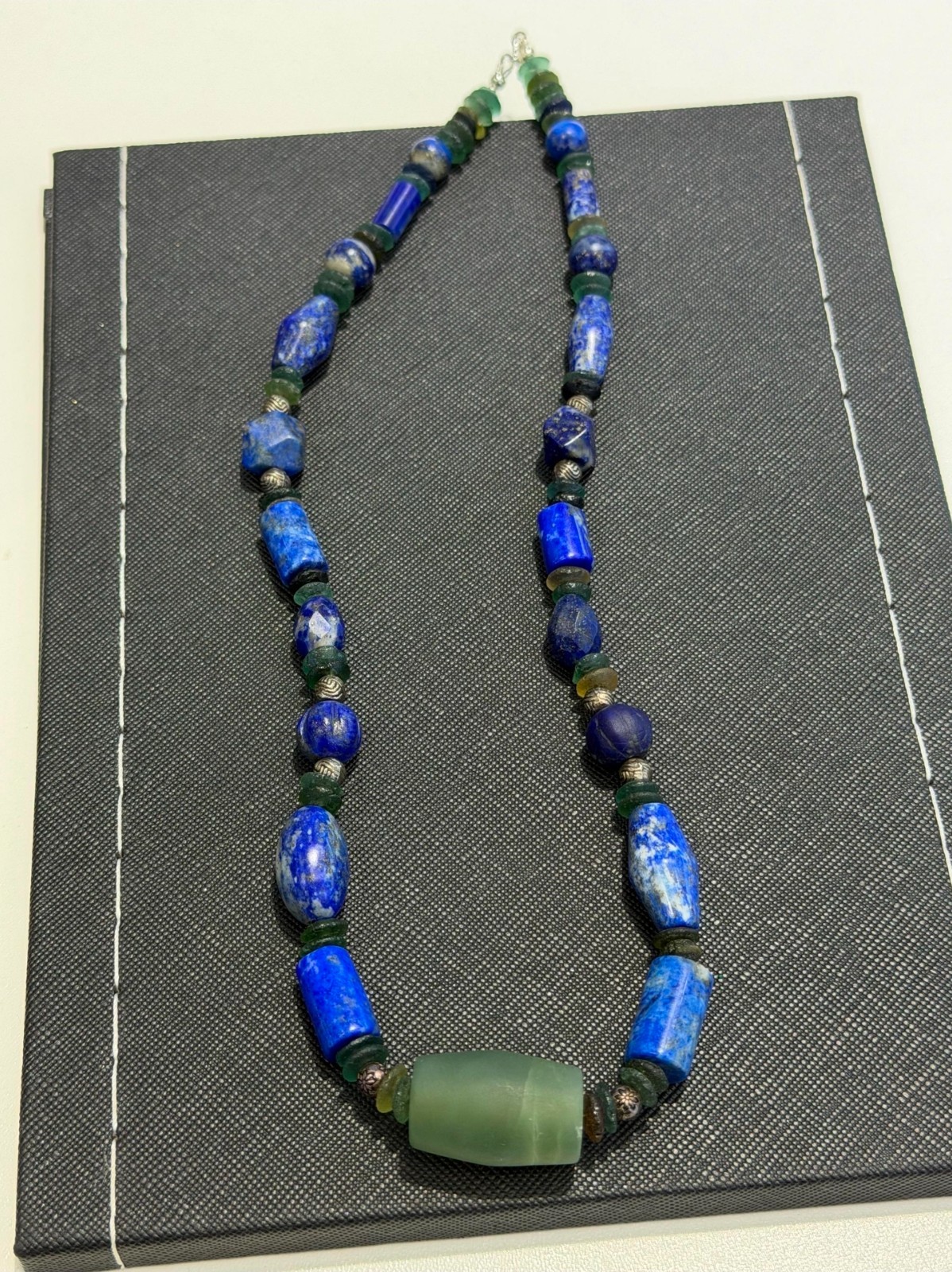 Vintage Tibetan Style Old Lapis Lazuli Jade Necklace Handcrafted Silver