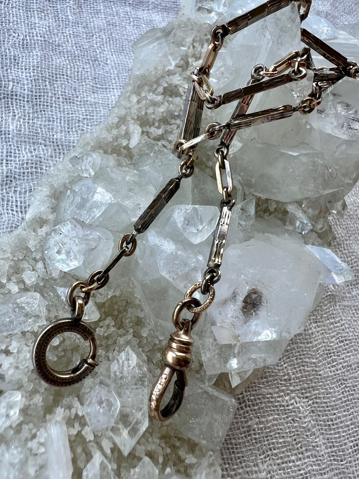 Antique CAM & Co Gold Filled Two Tone Watch Chain Dog Clip 13.25″