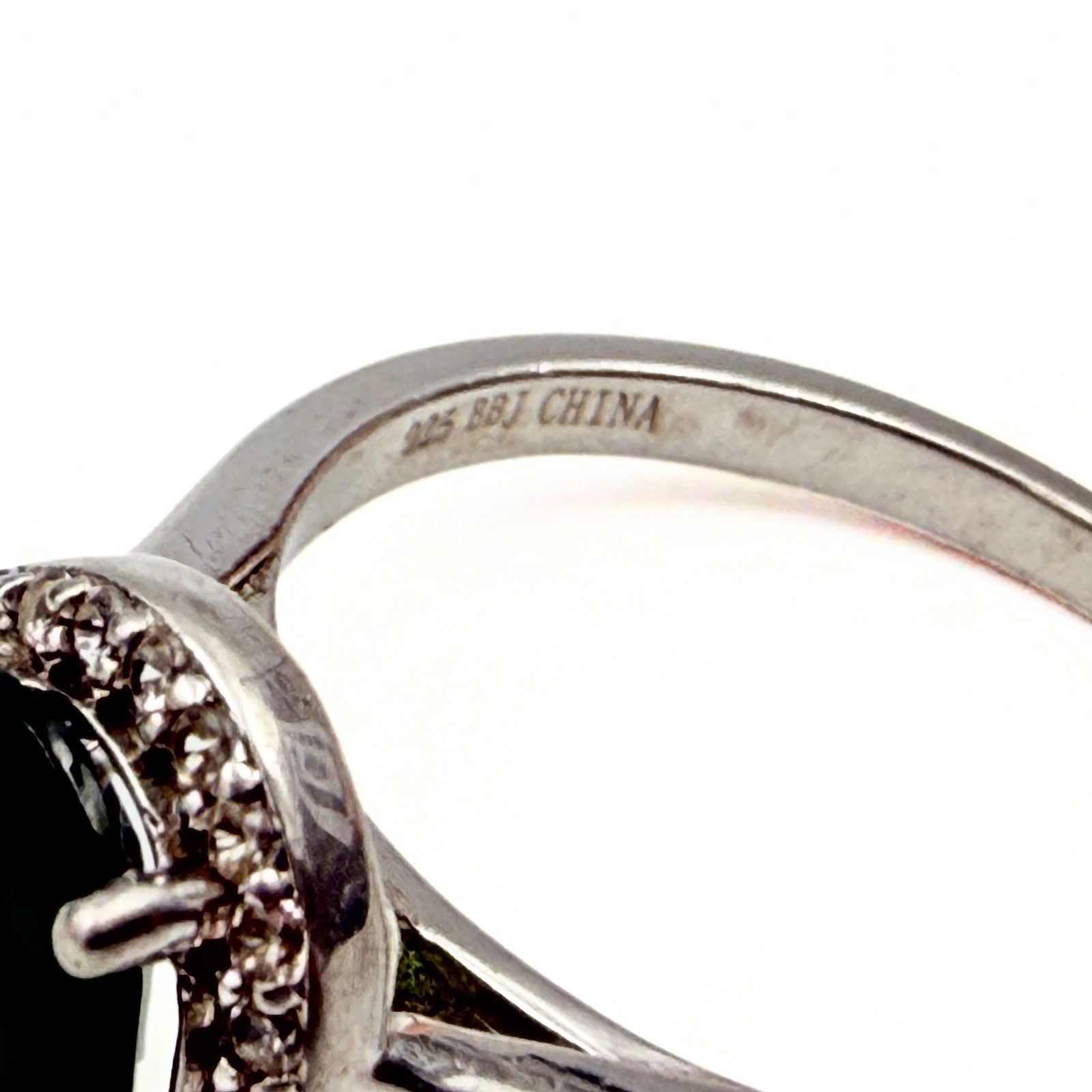Signed BBJ Sterling Silver Green Iolite Oval Cut Cocktail Statement Ring Sz 10
