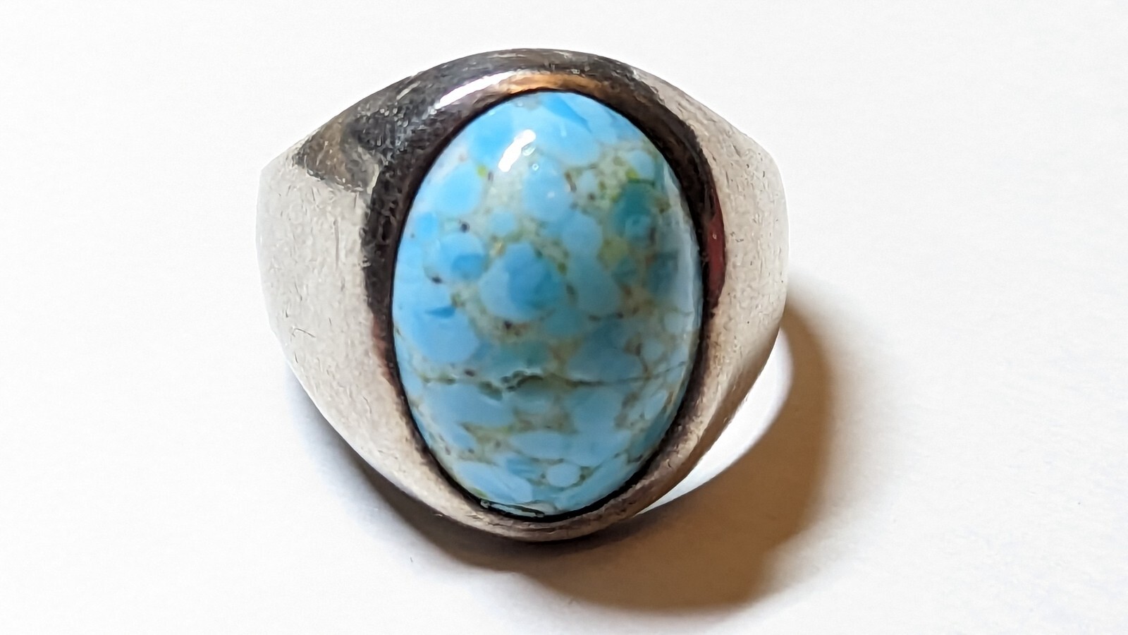 VINTAGE BLUE STONE STERLING SILVER RING SIZE 11 SIGNED RCD 925 MEX