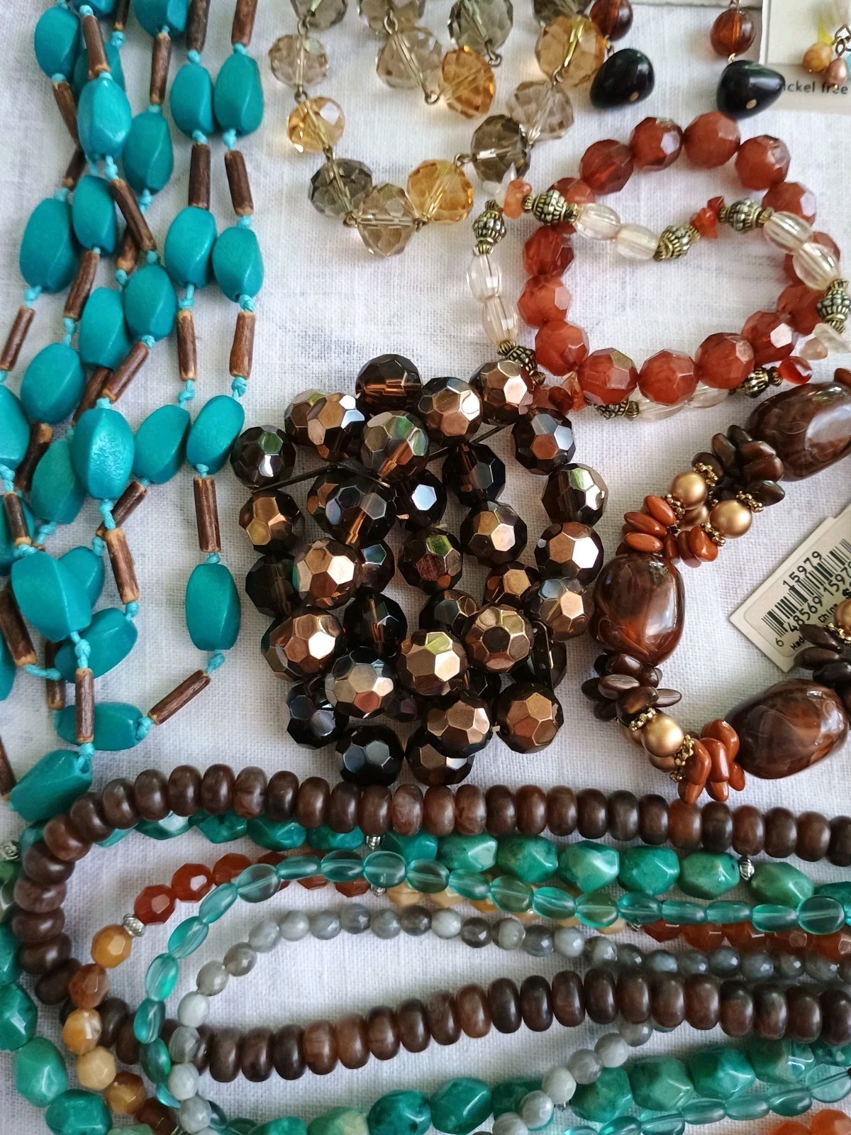 VTG Jewelry Lot Turquoise Green Earthy Colors Boho Necklaces Bracelets Resellers