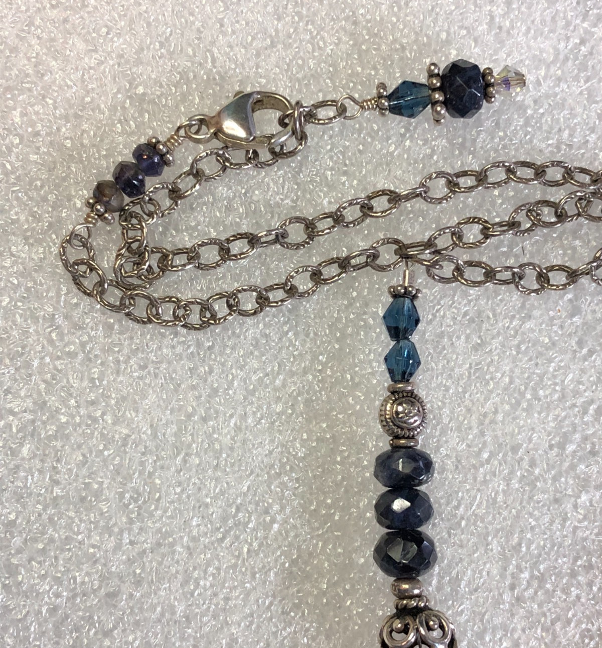 Vintage Sterling Silver Lapis Bead Necklace Boho Natural Blue Gemstones 19″ 6060