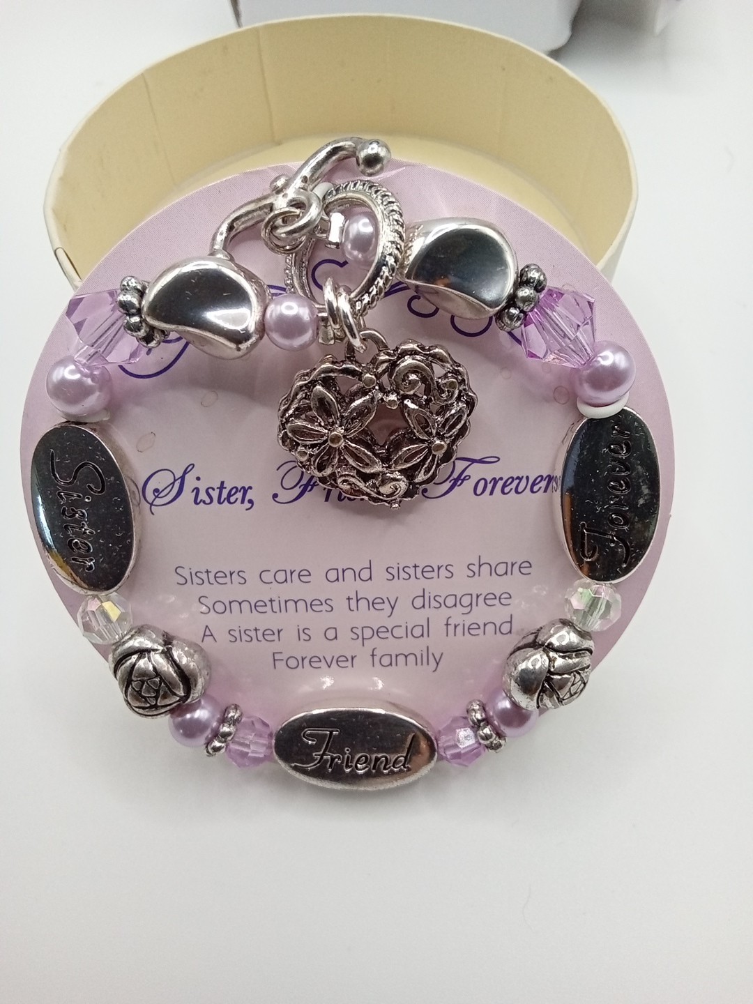 Sister Friend Forever Silver N Pink Fashion Bracelet Original Box and Gift Box