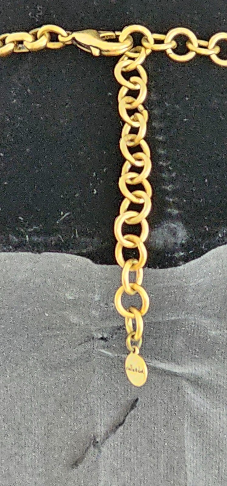 STELLA & DOT necklace gold tone chain gold black aqua stones & beads 14”