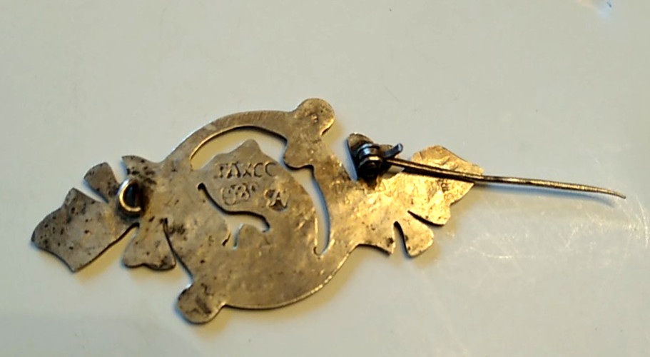 Vintage Taxco Sterling Silver 980 Leaf Brooch Pin Mexico Signed A