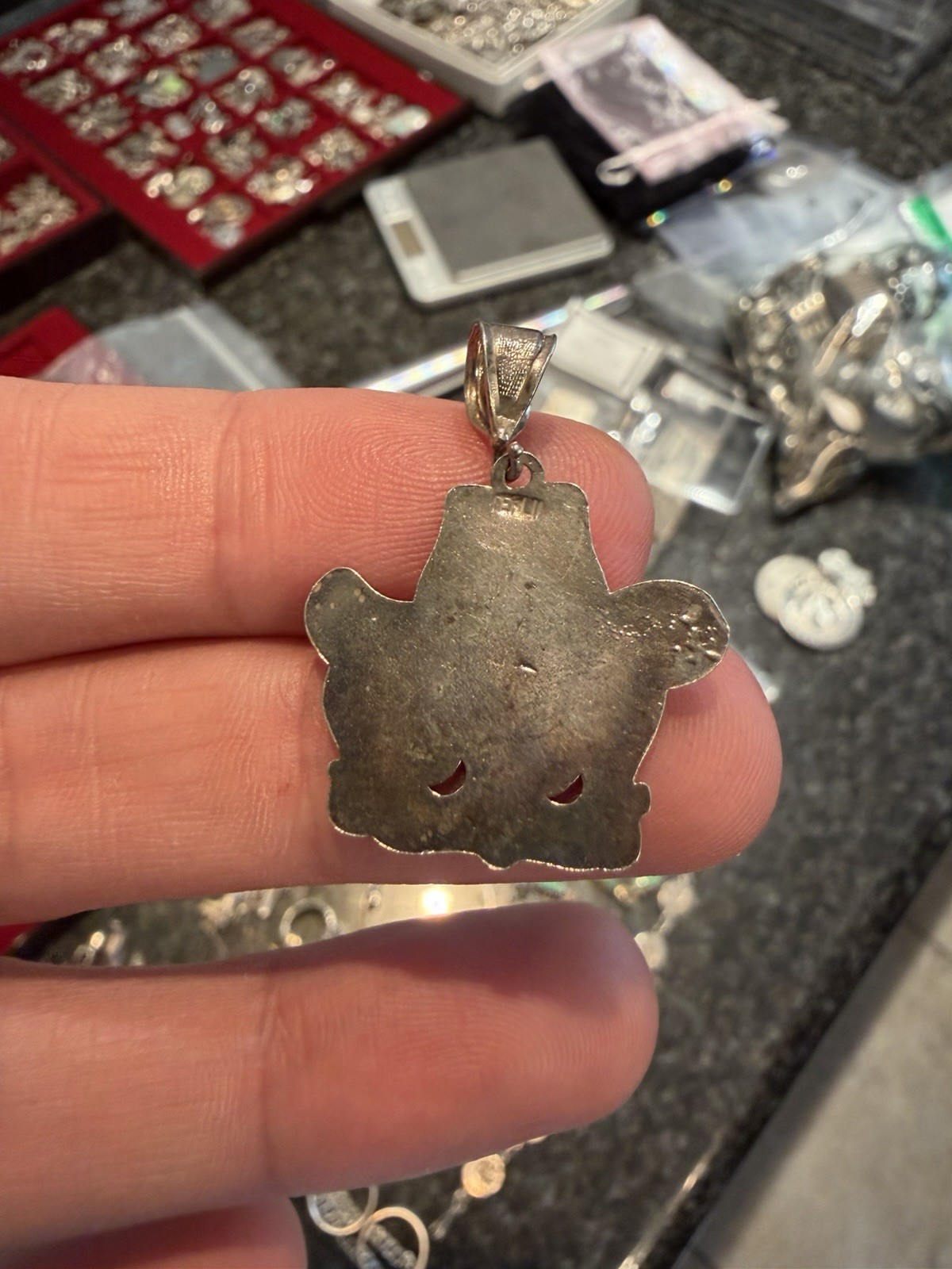 Vintage 925 Sterling Silver Betty Boop Pendant Charm Diamond Cut 3.3 Gr W/ Bail
