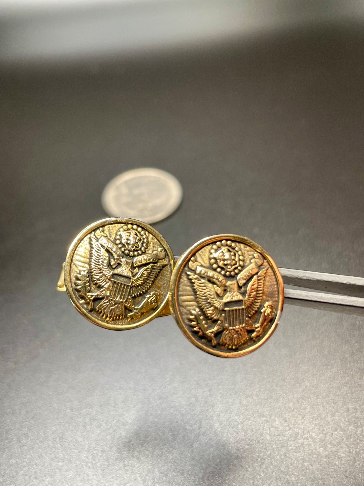 Vintage Great Seal Eagle Cufflinks Gold Tone US Patriotic Americana MCM