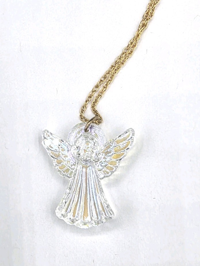 Aurora Borealis Angel Pendant on 14kt Yellow Gold-Filled Chain
