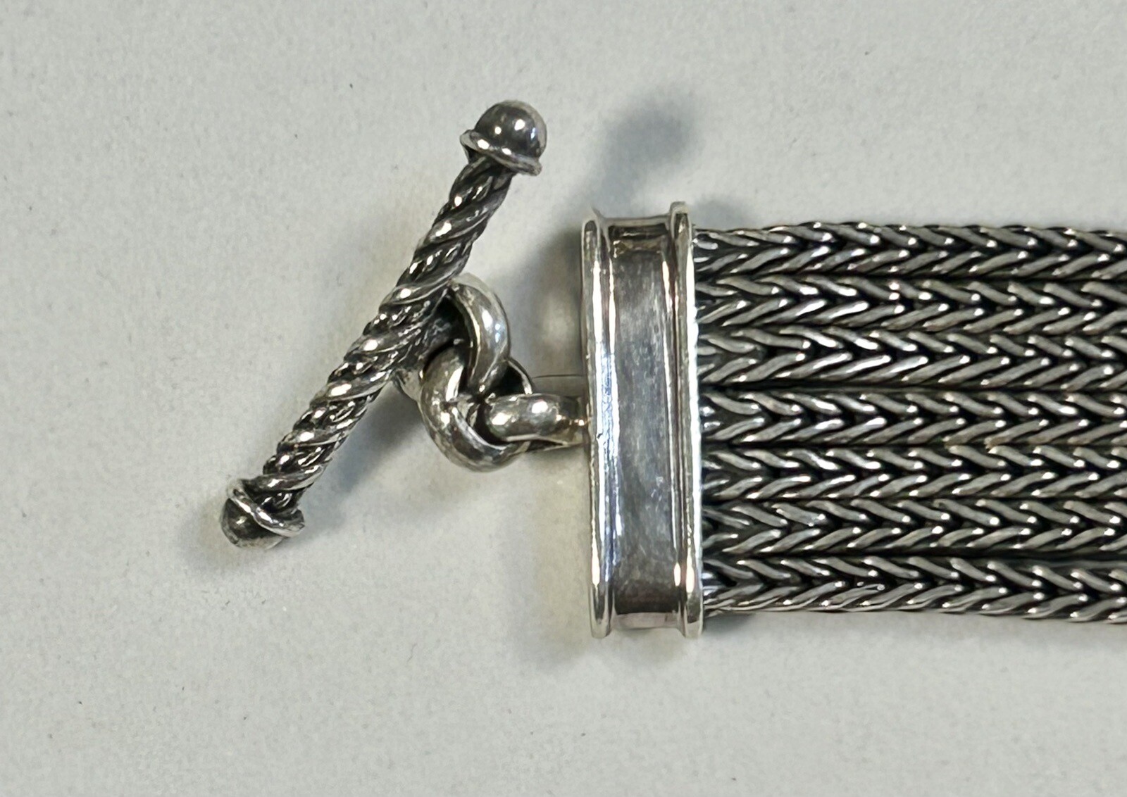Vintage Floral .925 Sterling Silver Multi Strand Wheat Chain Bracelet