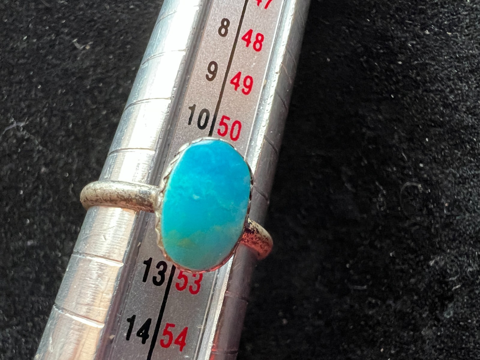 Vintage Sterling Silver 925 South Western Small Oval Turquoise Ring Size 6